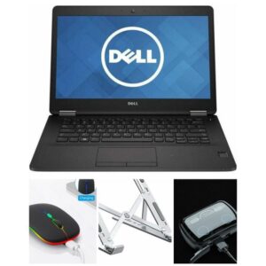 DELL Latitude 7470 core i5 8gbram Fast 256SSD Plus Rechargable Mouse with finger print sensor and microsoft office, Earbuds and Laptop stand-Refurbished