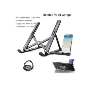 Portable Laptop Stand With Mobile Phone Support 3 In 1 Black
