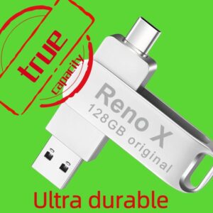 RENO Flash Disk 128 GB Metalic Flash Drive Silver 2.0 USB Drive - Silver