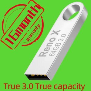 RENO Flash Disk 64 G High Speed Waterproof Metal USB 3.0 Flash Drive -silver