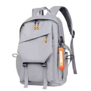 Well Designed Waterproof Backpack With USB Port-Grey and Black