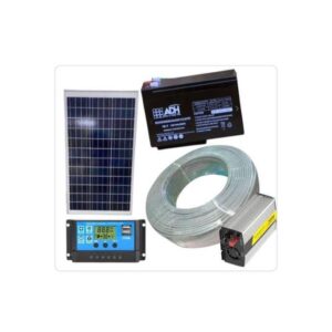 50AH Solar Battery Plus 100 Watts Solar Panel Kit Plus 10AH Controller Plus 300watts Invertor Plus 50M Cable Roll 1.5mm - Black/White .