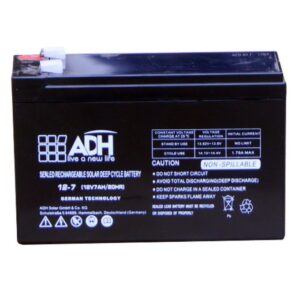 ADH 7AH, 12V/20HR Solar, Fast Charging Sealed Rechargeable Deep Cycle Battery - Black