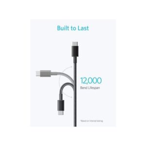 Anker USB C to USB C Cable, Type-C 60W, Braided Fast Charging Cable 6FT,Durable For 12,000 Bends for iPhone 16 Series, iPad mini 6 and More