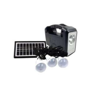 Mini Solar Lighting System With 5 Lights - Black