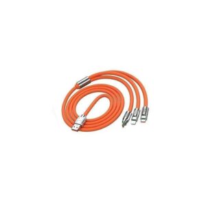 Original 3 in 1 USB Charging Cable, Heavy Duty Fast Charging Cable Cord with Type C/Light-ning/Micro, Multi Cable Silicone USB Charging Cable - Orange.