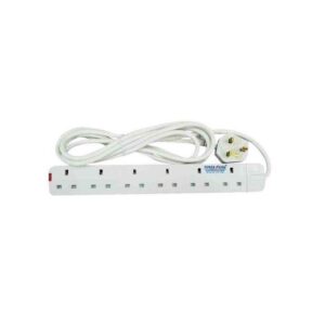 Power King Original Extension Lead Cable 6 Way-White