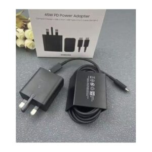 Samsung 45W Super Fast Charger – USB Type-C Power Adapter Ultra-Fast Charging For Galaxy S, A & Note Series Travel-Ready, Durable, Original Quality – Black