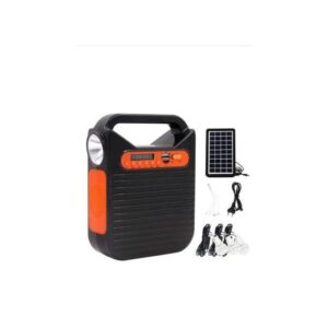 Solar Home Lighting System With FM Radio, Bluetooth & USB Phone Charging - Black,Orange